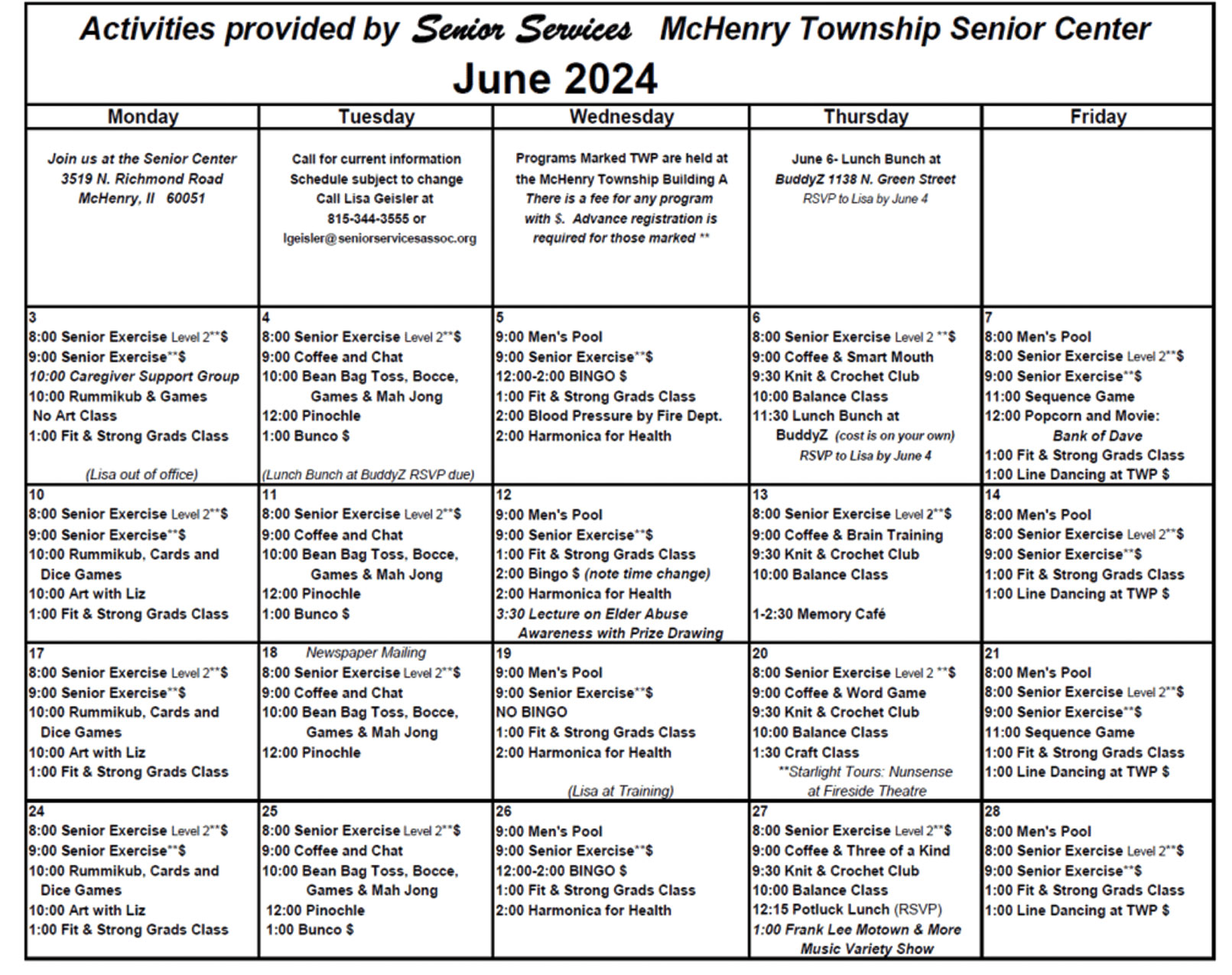 McHenry Events Senior Services Associates, Inc.